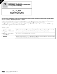 Form FC Certificate of Cancellation of Registration FC of Foreign Covered Entity - Kansas, Page 2