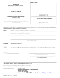 Document preview: Form MBCA-2A Consent Terminating Name Registration - Maine