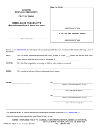 Document preview: Form MBCA-9A Articles of Amendment (Reorganization Ordered or Decreed by a Court) - Maine