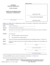 Form MBCA-11I Articles of Dissolution (Incorporators or Initial Directors) - Maine