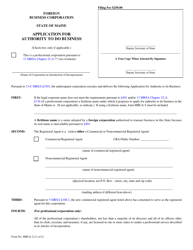 Form MBCA-12 Application for Authority to Do Business - Maine