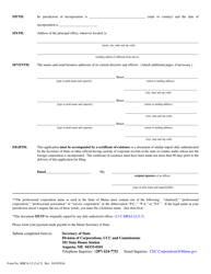 Form MBCA-12 Application for Authority to Do Business - Maine, Page 2