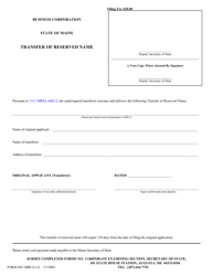 Form MBCA-1A Transfer of Reserved Name - Maine