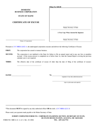 Document preview: Form MBCA-14 Certificate of Excuse - Maine