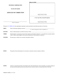 Document preview: Form MBCA-17 Articles of Correction - Maine