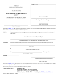 Form MBCA-12E-NCRA Resignation of Noncommercial Registered Agent - Maine