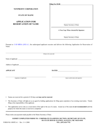 Form MNPCA-1 &quot;Application for Reservation of Name&quot; - Maine