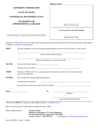 Form MNPCA-3-CRA Statement of Appointment or Change of Commercial Registered Agent - Maine