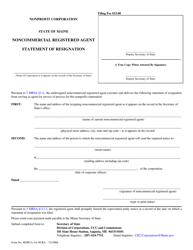 Document preview: Form MNPCA-3A-NCRA Statement of Resignation of Noncommercial Registered Agent - Maine