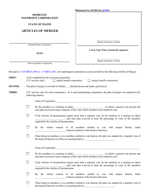 Form MNPCA-10 Articles of Merger - Maine
