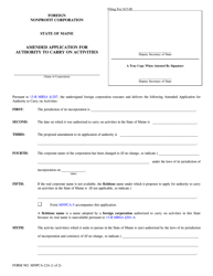 Form MNPCA-12A &quot;Amended Application for Authority to Carry on Activities&quot; - Maine
