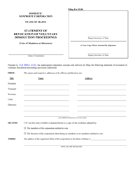 Document preview: Form MNPCA-11C Statement of Revocation of Voluntary Dissolution Proceedings (Vote of Members or Directors) - Maine