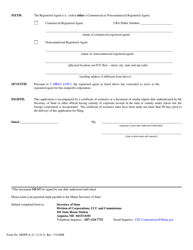 Form MNPCA-12 Application for Authority to Carry on Activities - Maine, Page 2