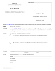 Form MNP-6 &quot;Certificate of Organization&quot; - Maine