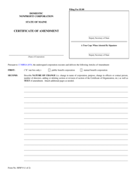 Form MNP-9 &quot;Certificate of Amendment&quot; - Maine