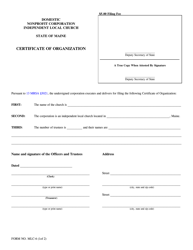 Form MLC-6 &quot;Certificate of Organization&quot; - Maine