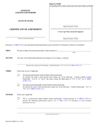 Form MLPA-9 &quot;Certificate of Amendment&quot; - Maine