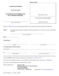 Document preview: Form MLPA-9A Statement of Withdrawal of a Limited Partner - Maine