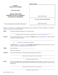 Document preview: Form MLPA-12 Application for Certificate of Authority to Transact Business - Maine