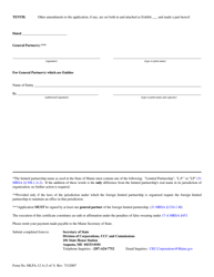 Form MLPA-12A Application for Amended Certificate of Authority to Transact Business - Maine, Page 3