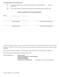 Form MLPA-CONV Articles of Conversion (Relating to a Limited Partnership) - Maine, Page 2