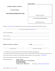 Document preview: Form MLLC-1A Transfer of Reserved Name - Maine