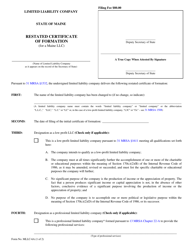 Form MLLC-6A &quot;Restated Certificate of Formation (For a Maine LLC)&quot; - Maine