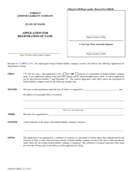 Form MLLC-2 &quot;Application for Registration of Name&quot; - Maine