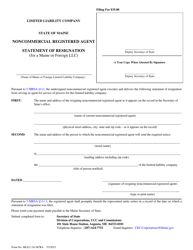 Document preview: Form MLLC-3A-NCRA Statement of Resignation of Noncommercial Registered Agent - Maine