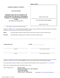 Form MLLC-5A Termination of Statement of Intention to Transact Business Under an Assumed or Fictitious Name (For Maine or Foreign LLC) - Maine