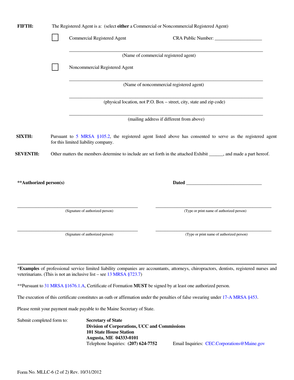 Form Mllc Fill Out Sign Online And Download Fillable Pdf Maine Templateroller