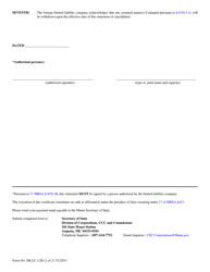 Form MLLC-12B Statement of Cancellation of Foreign Qualification (For a Foreign LLC) - Maine, Page 2