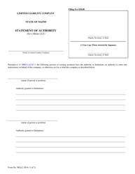 Document preview: Form MLLC-SOA Statement of Authority (For a Maine LLC) - Maine