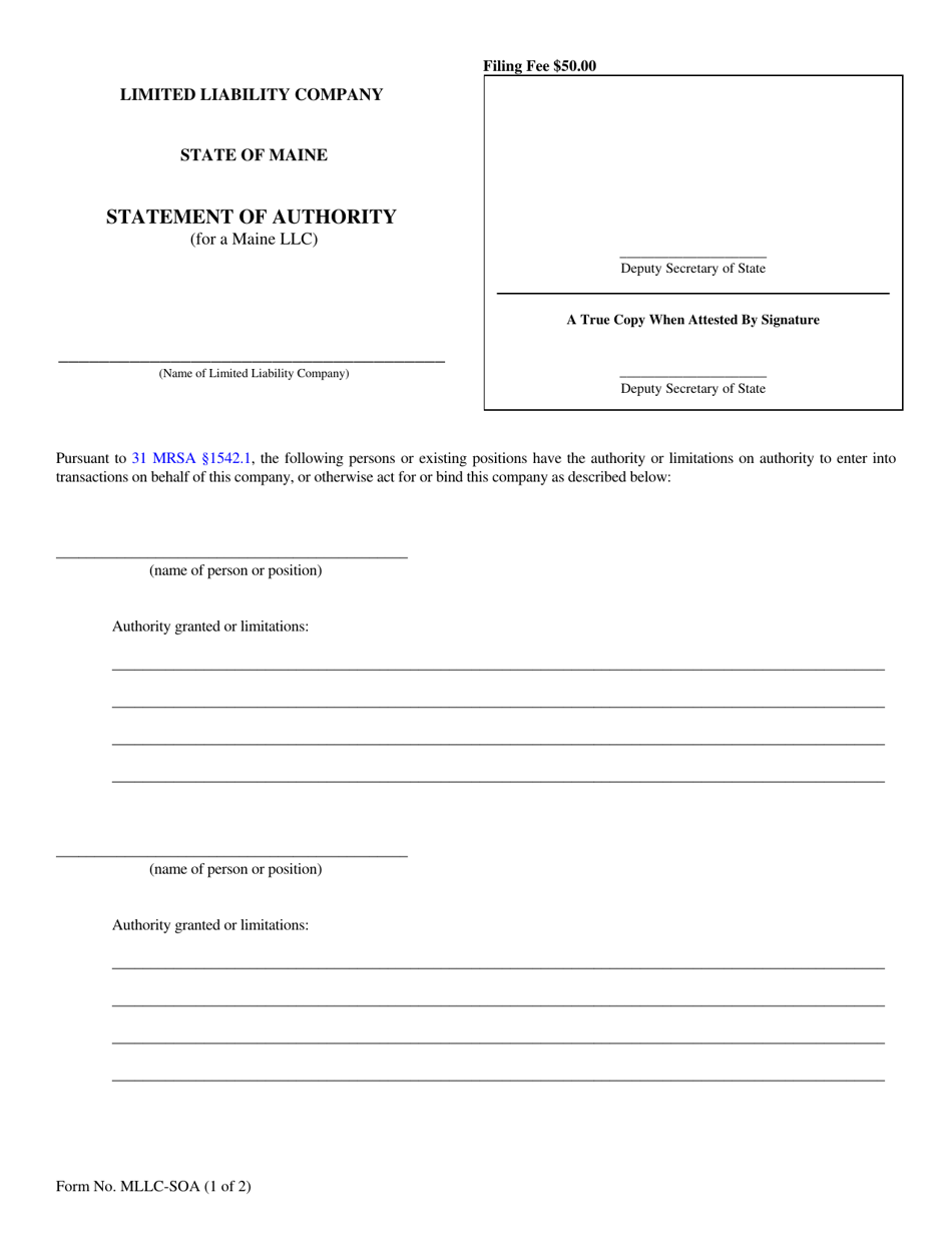 Form Mllc Soa Fill Out Sign Online And Download Fillable Pdf Maine Templateroller