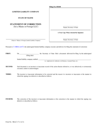 Form MLLC-17 Statement of Correction (For a Maine or Foreign LLC) - Maine