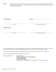 Form MLLC-17 Statement of Correction (For a Maine or Foreign LLC) - Maine, Page 2