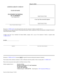 Document preview: Form MLLC-DENIAL Statement of Denial of Authority (For a Maine LLC) - Maine