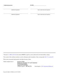 Form MLLC-ACSOA Amendment or Cancellation of Statement of Authority (For a Maine LLC) - Maine, Page 2