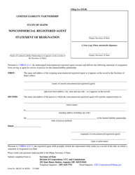 Document preview: Form MLLP-3A-NCRA Statement of Resignation of Noncommercial Agent - Maine
