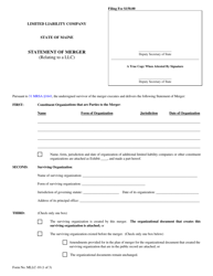 Document preview: Form MLLC-10 Statement of Merger (Relating to a LLC) - Maine