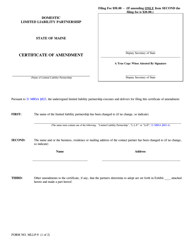 Form MLLP-9 &quot;Certificate of Amendment&quot; - Maine