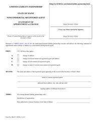 Form MLLP-3-NCRA Statement of Appointment or Change of Noncommercial Registered Agent - Maine