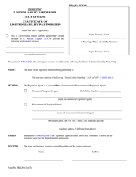 Form MLLP-6 &quot;Certificate of Limited Liability Partnership&quot; - Maine
