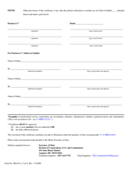 Form MLLP-6 &quot;Certificate of Limited Liability Partnership&quot; - Maine, Page 2
