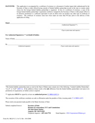 Form MLLP-12 Application for Authority to Do Business - Maine, Page 3