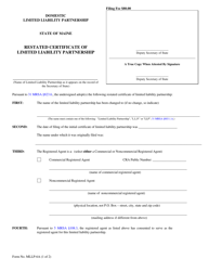 Document preview: Form MLLP-6A Restated Certificate of Limited Liability Partnership - Maine