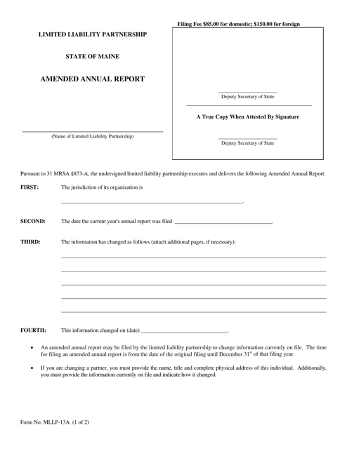 Form MLLP-13A Amended Annual Report - Maine