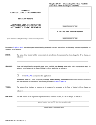 Form MLLP-12A Amended Application for Authority to Do Business - Maine