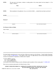 Form MLLP-12A Amended Application for Authority to Do Business - Maine, Page 2
