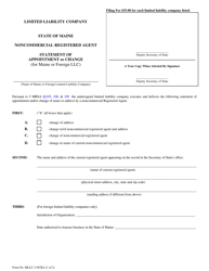 Form MLLC-3-NCRA Statement of Appointment or Change of Noncommercial Registered Agent - Maine